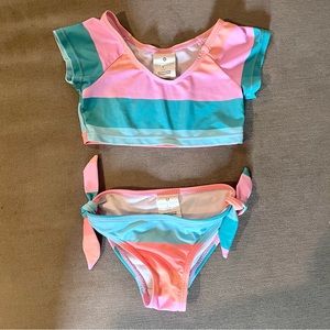 Snapper Rock Toddler 2 Piece Sunset Stripe Rash Set